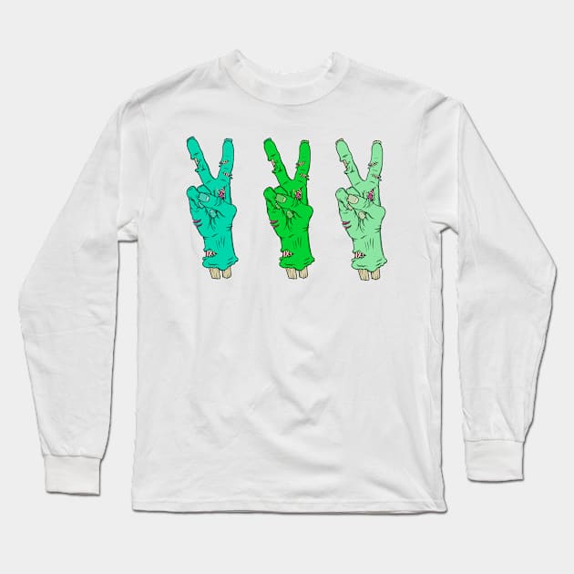 Zombie Peace sign Long Sleeve T-Shirt by Barnabas